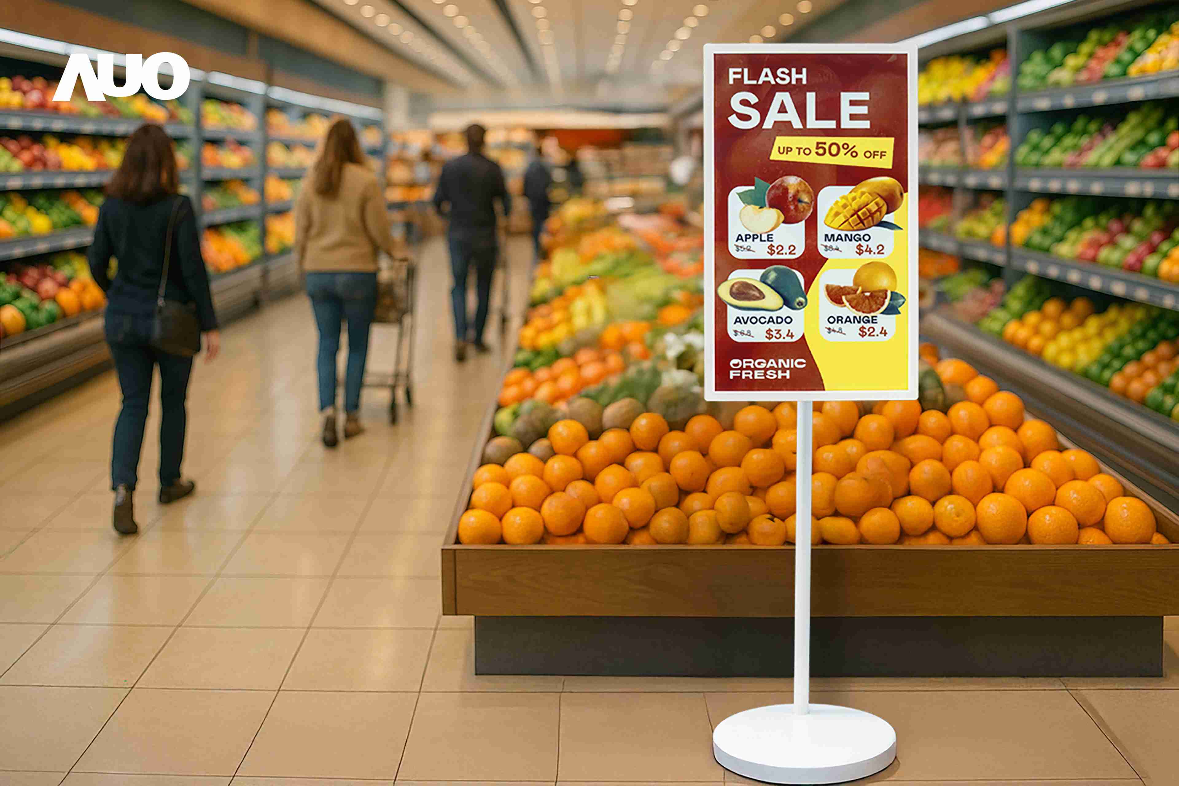 达擎首亮相低功耗、、、、全彩的〝aecoPost电子纸解决方案〞，，，仅在更新画面时需要微量的电力驱动，，，无需布建电线的便捷设计，，使其可灵活应用、、、随意置放，，并可透过云端或行动装置app，，，轻松管理及排程广告内容，，，晋升店头营销利器。。。