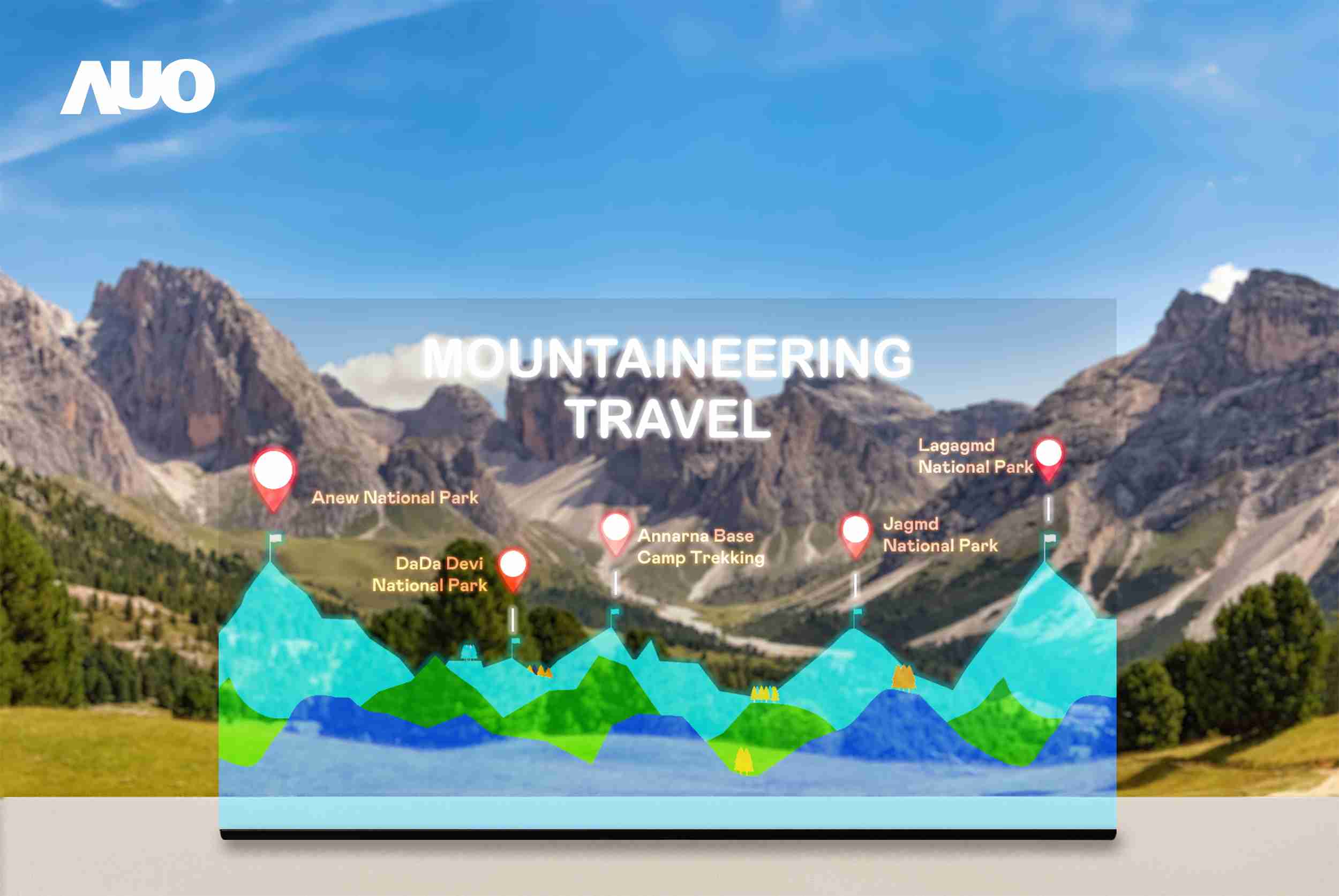 NG大舞台展示全球单片尺寸最大(*)42吋透明Micro LED显示器拼接而成的〝64吋透明Micro LED显示器〞，，，，具备高透明度、、、1,000 nits高亮度、、、、广色域、、采用三边无边框的无缝拼接等多重特色，，，呈现超高清、、细腻画质而不遮挡后方视觉，，，，满足层峰需求，，，可广泛运用于零售、、、艺术展览或商业空间等场域